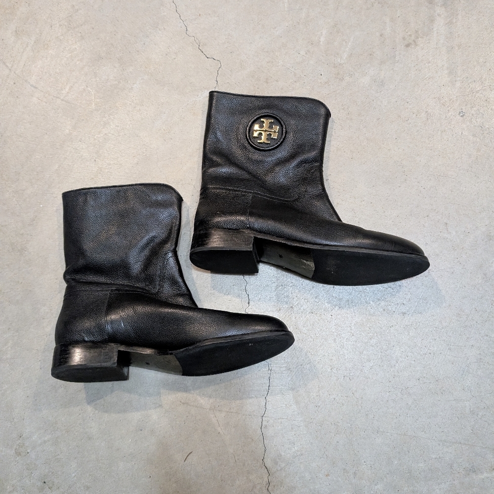 Tori Burch Hallie Mid Shaft Boots Leather Black Women's 9 - Picture 7 of 7